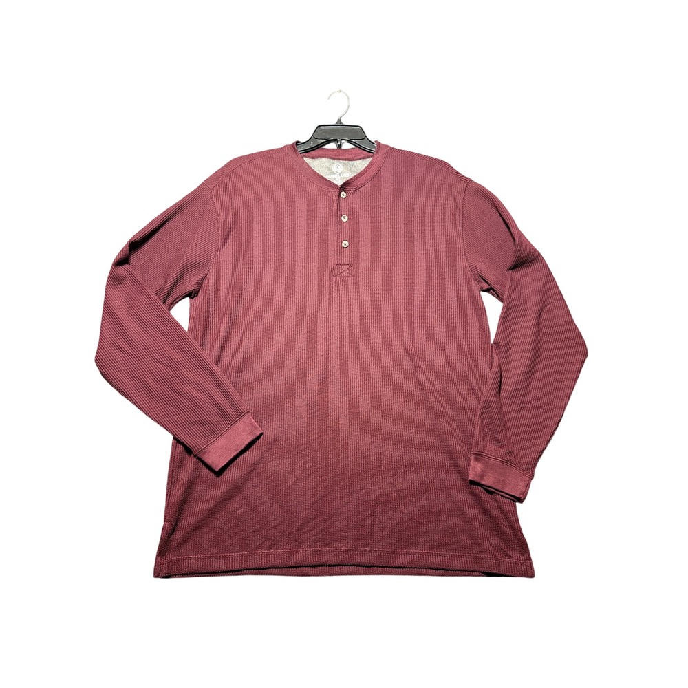 Alpine Lakes Henley Mens XLT Maroon Excellent Waffle Knit Long Sleeve RN135523